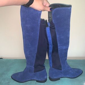 Girotti Blue Suede and Leather Boots-size EU 38